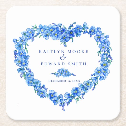 忘れ非青花ハートリース スクエアペーパーコースター (正面)