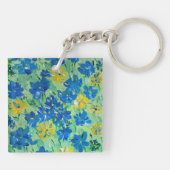 忘れ-Me-Notフローラアクリル正方形キーチェーン キーホルダー (裏面)