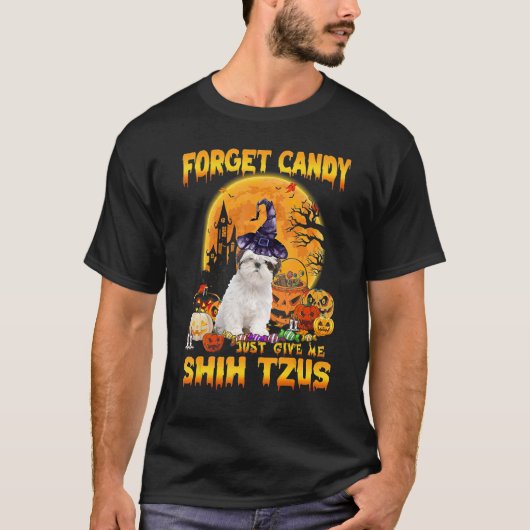 忘れCandy Just 与え Meシーズー(犬)Tzus Pumpkin Hallow Tシャツ (正面)