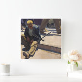 忘れMan, 1934年Maynard Dixon著 スクエア壁時計 (ホーム)