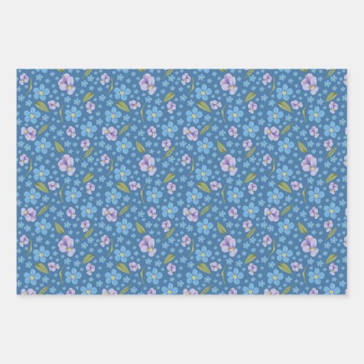 -忘れMe-Notおよびパンジー包装紙シート ラッピングペーパーシート (正面2)