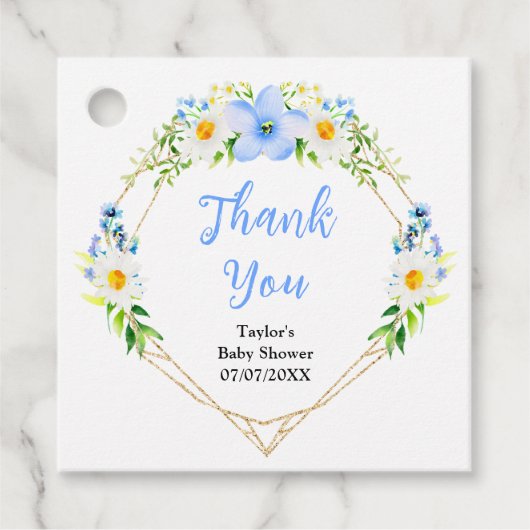 -忘れMe-Notデイジーフローラ赤ちゃんシャワーありがとう フェイバータグ (正面)