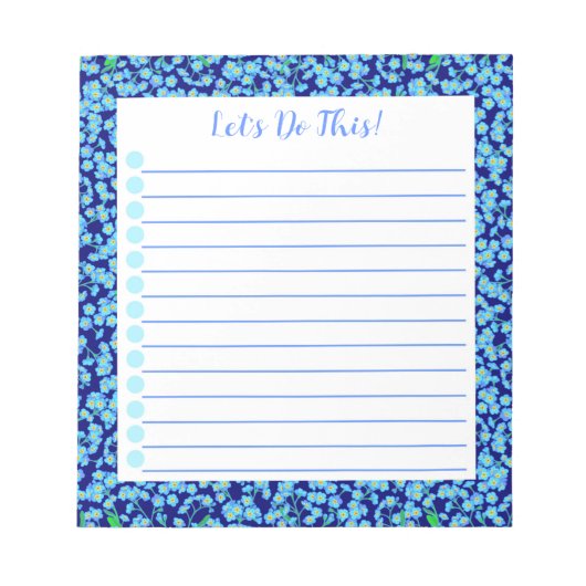 -忘れMe-Not Blue Flowers, Botanical To Do List ノートパッド (正面)
