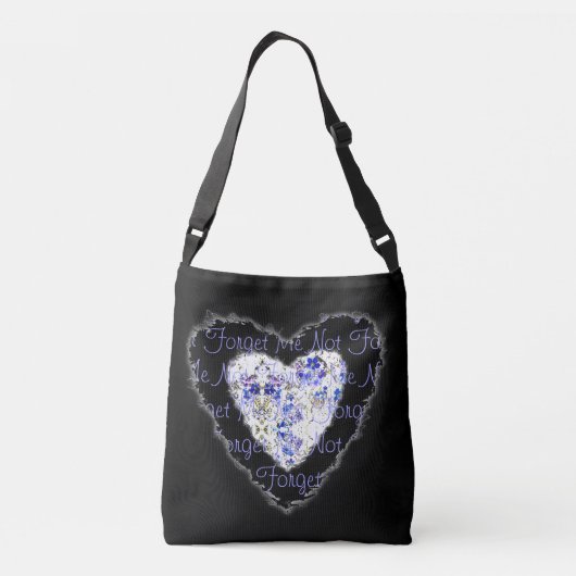 -忘れMe-Not Blue & Purpleハート2辺 クロスボディバッグ (裏面)