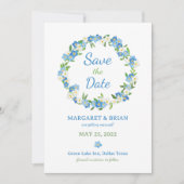 忘れMe Not Blue & White Water Color 結婚's セーブザデート (正面)