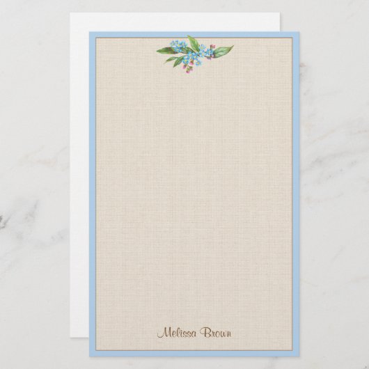 忘れMe-Not Bouquet青い花が可愛素朴い 便箋 (正面/裏面)