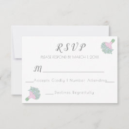 忘れMe-Not Doodleスタイルの結婚花束 出欠カード