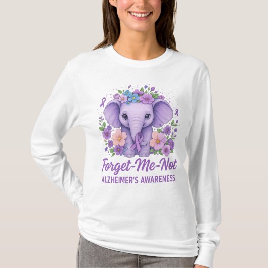 忘れMe-Not Elephant Alzheimerの認識度 Tシャツ (正面)