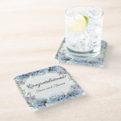 -忘れMe-Not Flowers水色エレガント ガラスコースター (アングル)