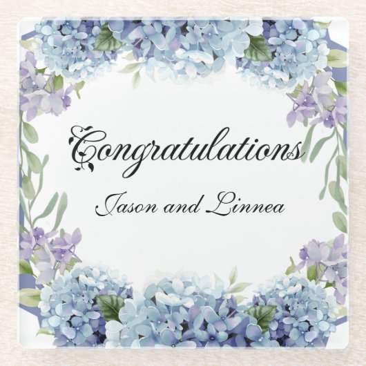 -忘れMe-Not Flowers水色エレガント ガラスコースター (正面)