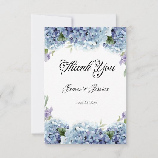-忘れMe-Not Flowers水色エレガント サンキューカード (正面)