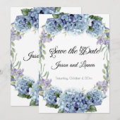 -忘れMe-Not Flowers水色エレガント セーブザデート (正面/裏面)