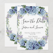 -忘れMe-Not Flowers水色エレガント セーブザデート (正面/裏面)