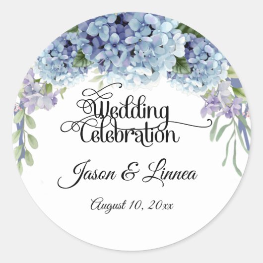 -忘れMe-Not Flowers水色エレガント ラウンドシール (正面)