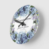 -忘れMe-Not Flowers水色エレガント ラウンド壁時計 (傾斜)