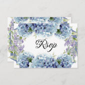 -忘れMe-Not Flowers水色エレガント 出欠カード (正面/裏面)