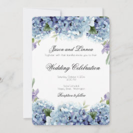 -忘れme-Not Flowers Water colorエレガントな結婚式 招待状