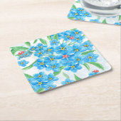 忘れME NOT SEAMLESSパターン スクエアペーパーコースター (アングル)