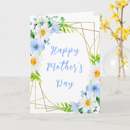 -忘れMe-Notsデイジーフローラハッピーマザーズデイ カード (黄色い花)
