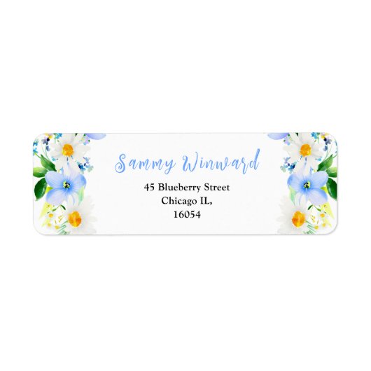 忘れMe-Notsフローラと葉ブライダルシャワー ラベル (正面)