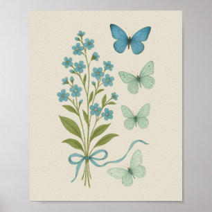 -忘れMe-Nots and Blue Chairs - Botanical ポスター