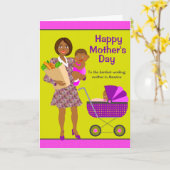 忙しいアフリカ系アメリカ人のお母さんの母の日カード カード (黄色い花)