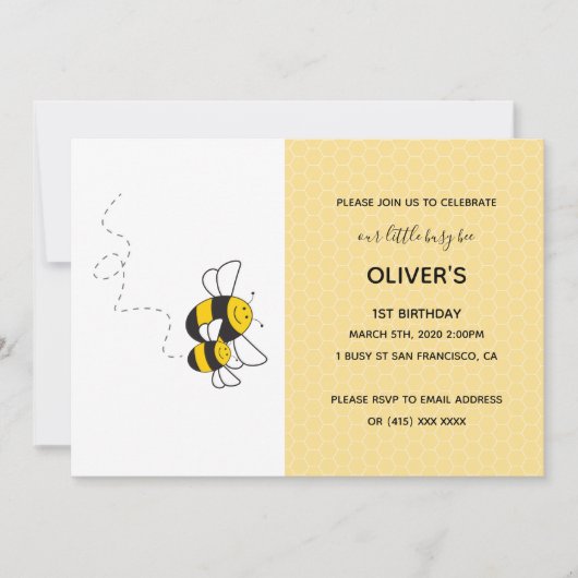 忙しいハチのバーティーお誘い 招待状 (正面)