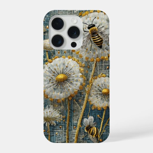 忙しいミツバチのタンポポの森 iPhoneケース (裏面)