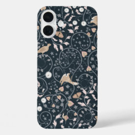 忙しい生垣の濃紺のスマホケース iPhone 16 PLUSケース