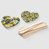 忙しい蜂と白い花が咲くフレッシュな黄色のレモン ハンドファン (組立なし)