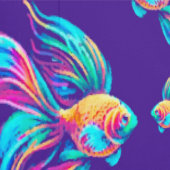 忙しい魚たち ディープブルー 壁紙 (縫い目)