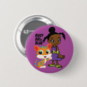 忙しいBriおよび青い円形ボタン 缶バッジ (正面&裏面)