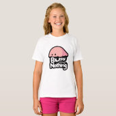 忙しく何もしない - かわいいピンクのぷに Tシャツ (正面フル)