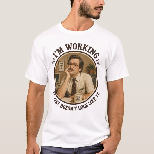 忙しく見えない仕事風景が面白い オフ Tシャツ (正面)
