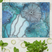 忙しく青い台所タオル キッチンタオル (折り畳み)