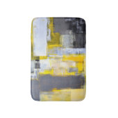 「忙しく、忙しい」灰色および黄色の抽象美術 バスマット (正面縦)