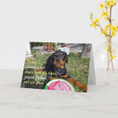 忙しロットワイラーパピー記念日カード カード (黄色い花)