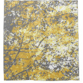 忙し木の枝と葉グレーイエローホワイト シャワーカーテン (正面)