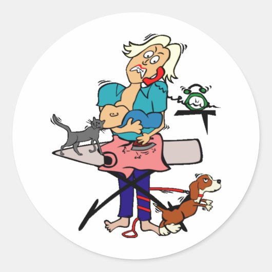 忙し母 ラウンドシール (正面)