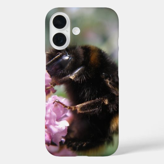 忙し（昆虫）マルハナバチとピンクの花iPhoneケース Case-Mate iPhoneケース (裏面)