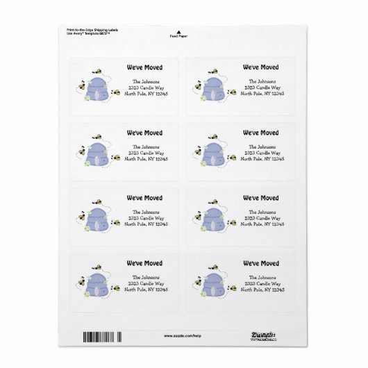 忙しBees New Home Address ラベル (フルシート)