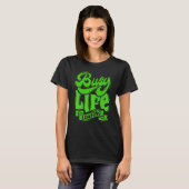 忙しLIFE LOAFING笑わされる Slogans White & Green Tシャツ (正面フル)