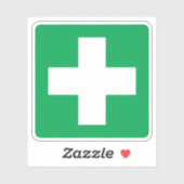 応急処置のシンボルステッカー、緑の白い十字 シール (シート)