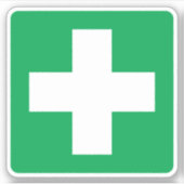応急処置のシンボルステッカー、緑の白い十字 シール (正面)