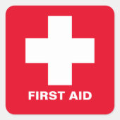 応急処置 – Medic （クロス） – 救急車、歯科救済科 スクエアシール (正面)