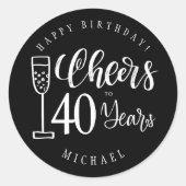 応援あらゆる年齢男性タイポグラフィハッピーバースデー ラウンドシール (正面)