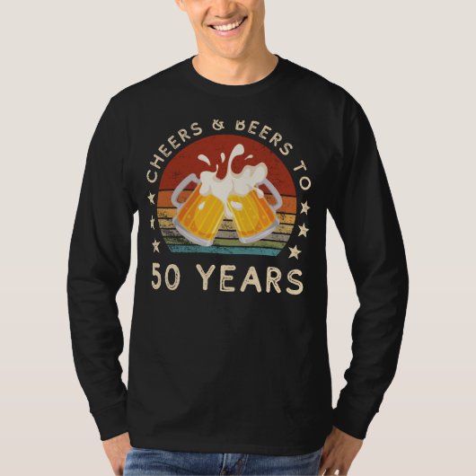 応援おもしろいとビール50誕生祝いT Tシャツ (正面)