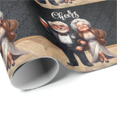 応援おもしろいの老夫婦が町に向けて着飾る ラッピングペーパー (ロールコーナー)