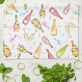 応援おもしろいシャンパンゲフライトドリンクグラス キッチンタオル (折り畳み)