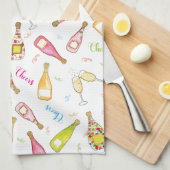 応援おもしろいシャンパンゲフライトドリンクグラス キッチンタオル (四つ折り)